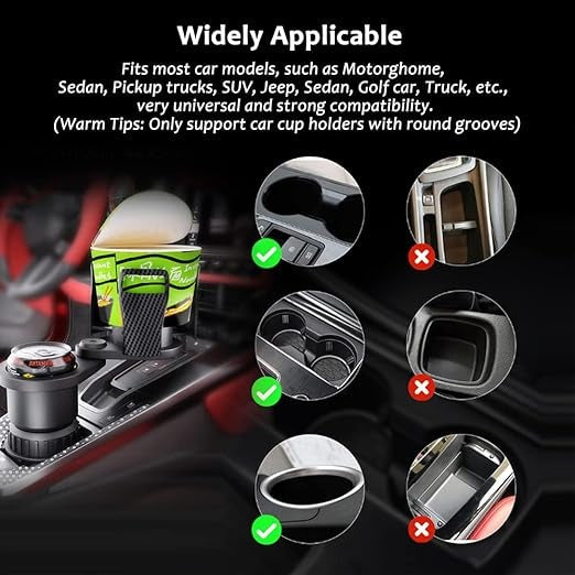 2-in-1 Car Cup Holder Expander ๐ฅค๐ | 360ยฐ Rotatable Dual Drink & Snack Organizer ๐