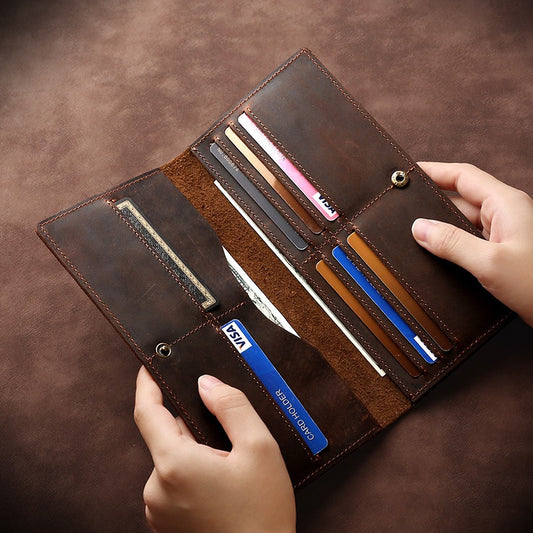 Horse Long Wallet – Genuine Leather Hand-held Men's Card Holder