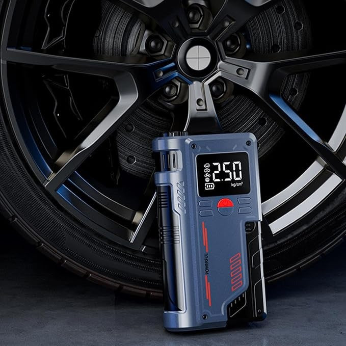 Portable Car Jump Starter with Digital Display – 3-in-1 Jump Starter, Air Compressor & Power Bank
