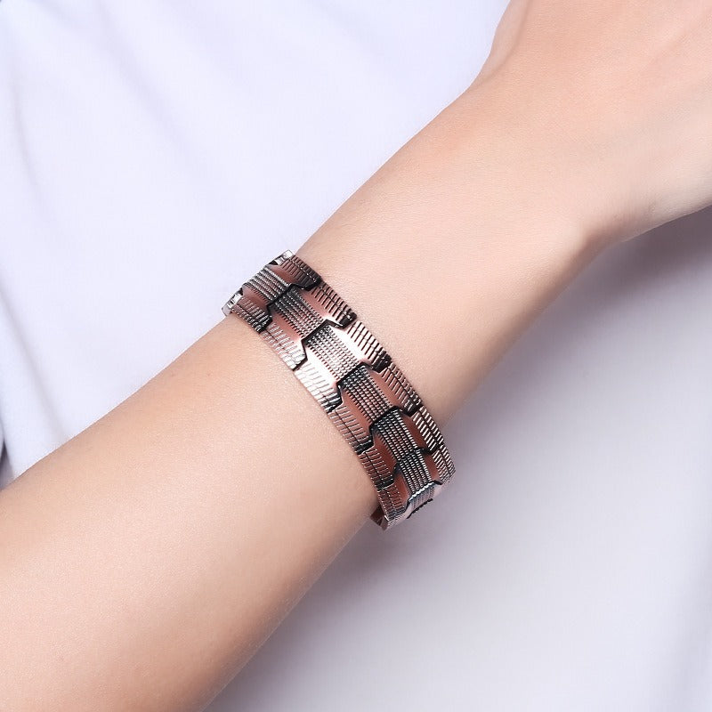 3-Row Magnet 21 Wide Pure Copper Diagonal Bracelet