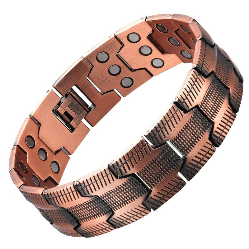 3-Row Magnet 21 Wide Pure Copper Diagonal Bracelet