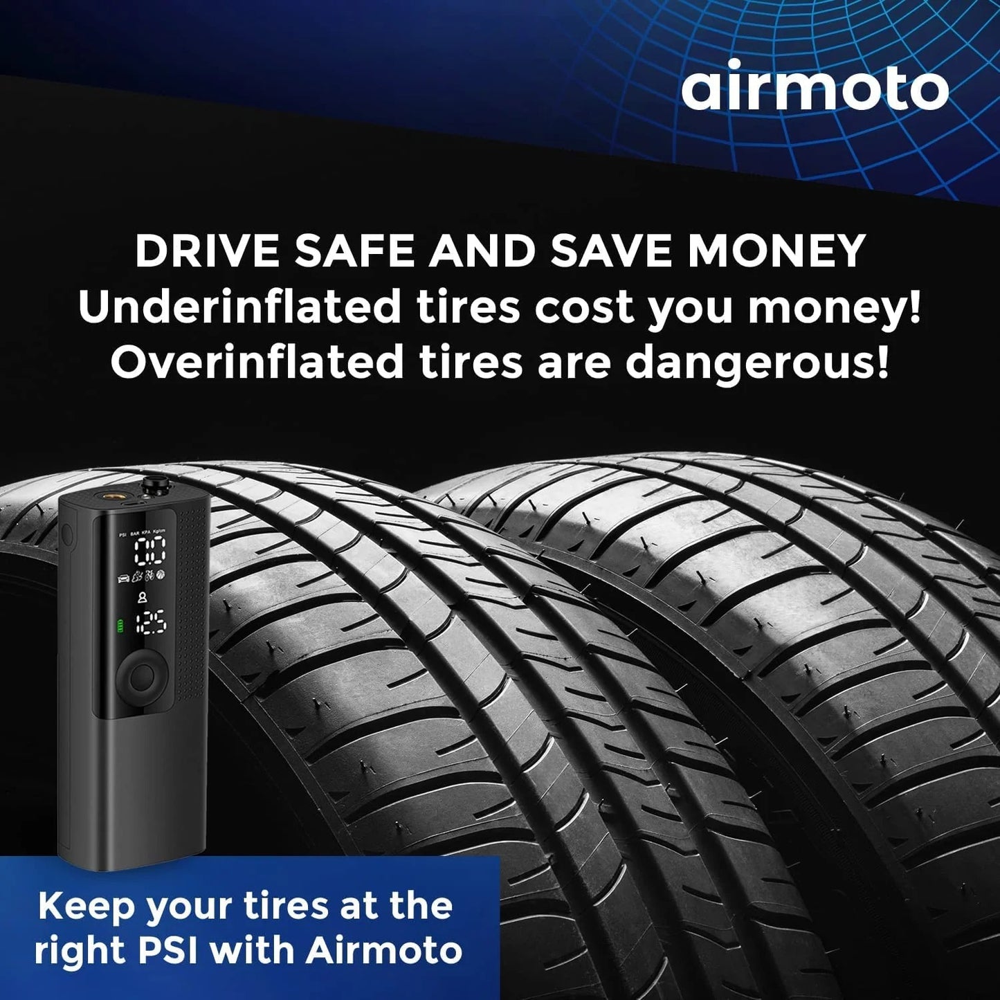 Lenovo HV09 Portable Car Air Compressor – USB-C Rechargeable Tire Inflator