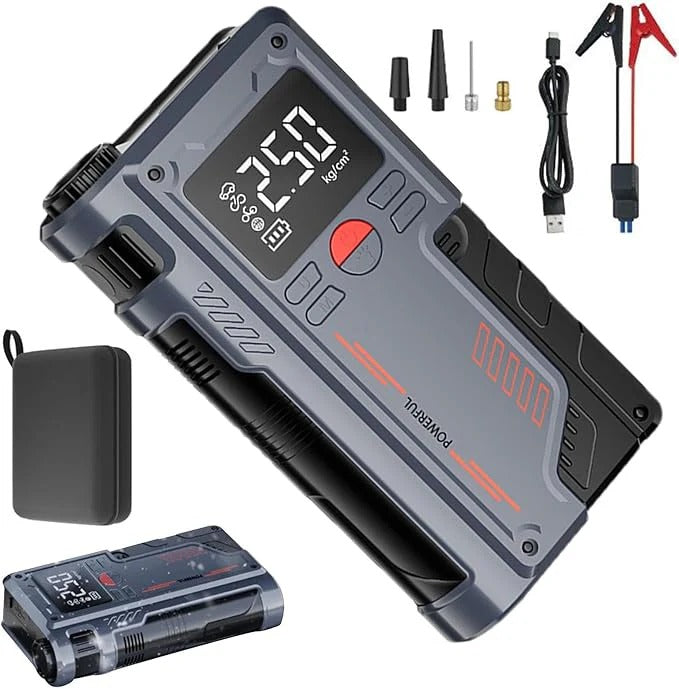 Portable Car Jump Starter with Digital Display – 3-in-1 Jump Starter, Air Compressor & Power Bank