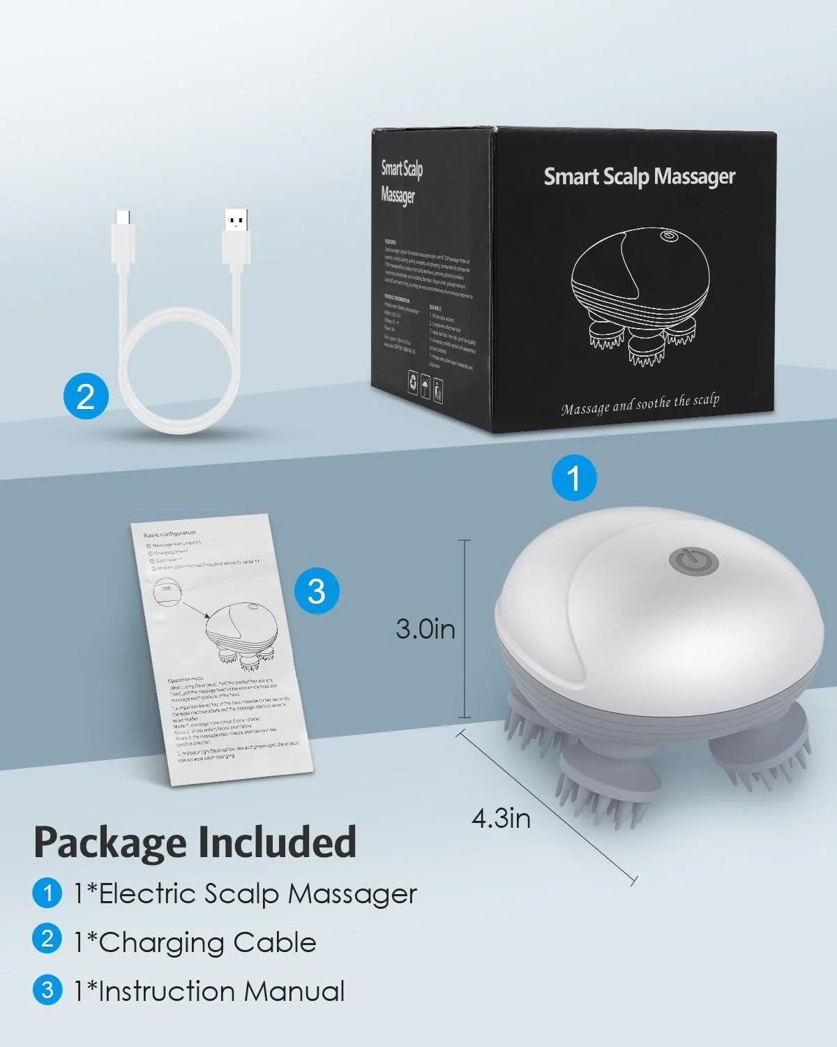 Smart Scalp Massager – Rotating Massage Heads (Model OSK-701)