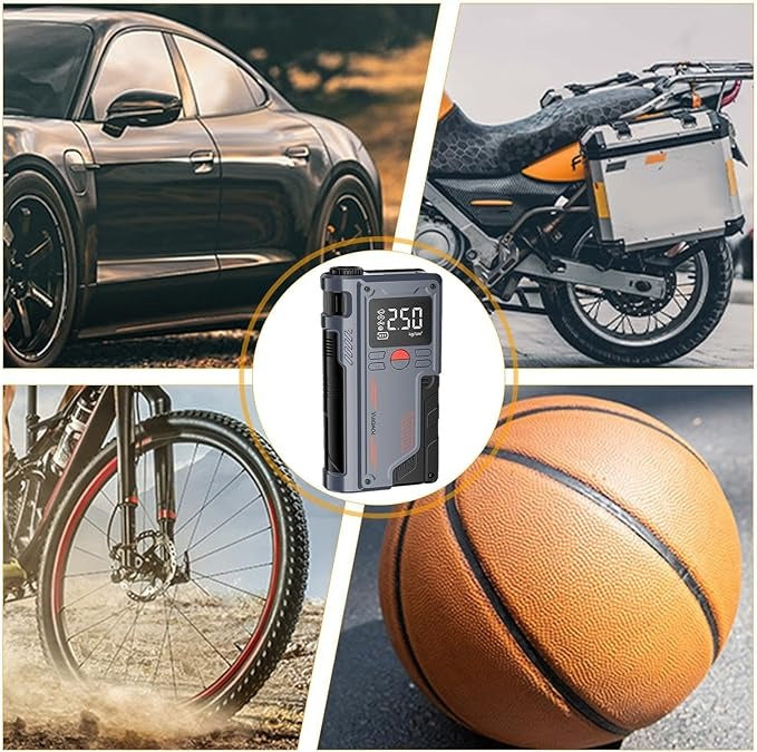 Portable Car Jump Starter with Digital Display – 3-in-1 Jump Starter, Air Compressor & Power Bank