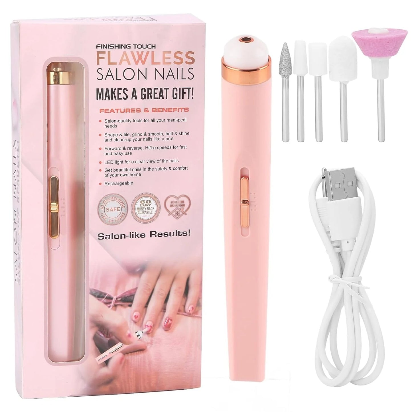 Rechargeable Salon Nails Kit – FLOWERS Salon Nails Professional Nail Care Tool
