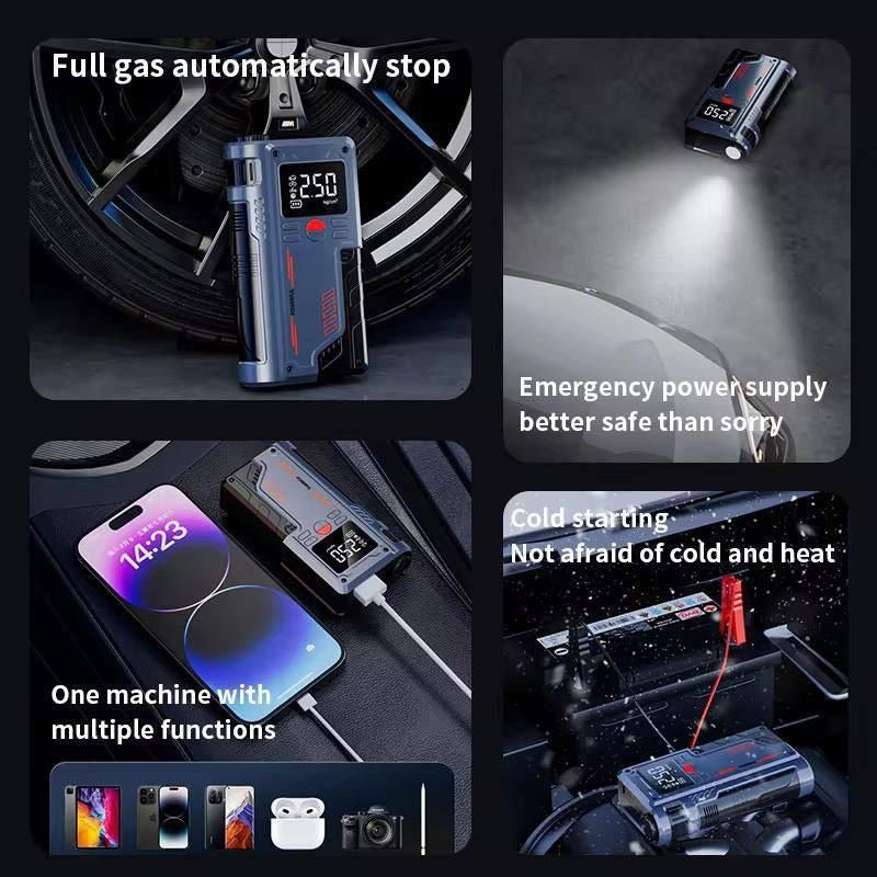 Portable Car Jump Starter with Digital Display – 3-in-1 Jump Starter, Air Compressor & Power Bank