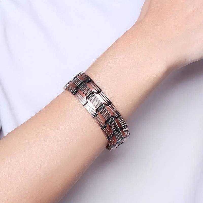 3-Row Magnet 21 Wide Pure Copper Diagonal Bracelet