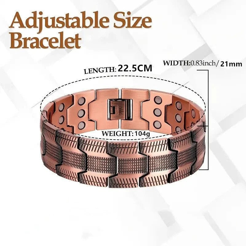 3-Row Magnet 21 Wide Pure Copper Diagonal Bracelet