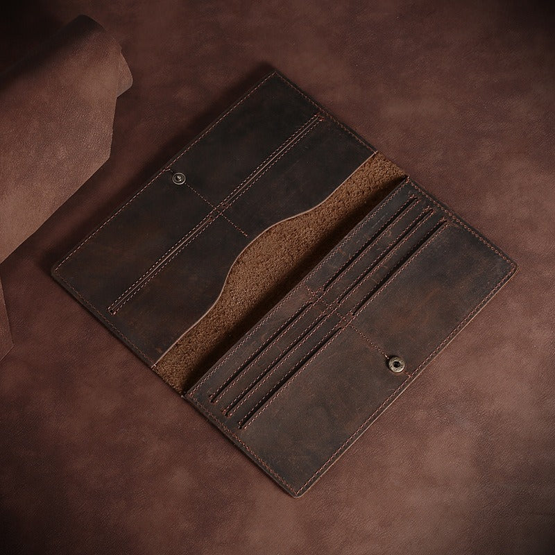 Horse Long Wallet – Genuine Leather Hand-held Men's Card Holder