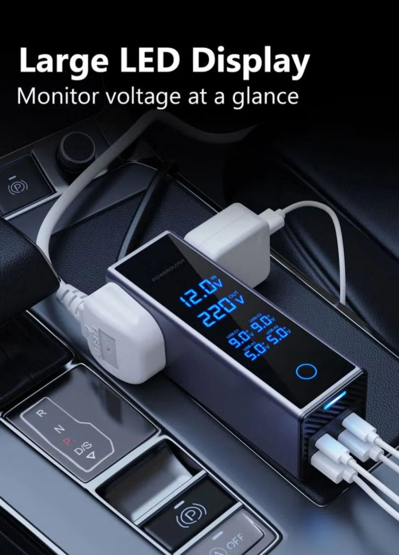 Socket Car Power Inverter – 300W with PD 36W, QC3.0 & AC Outlet